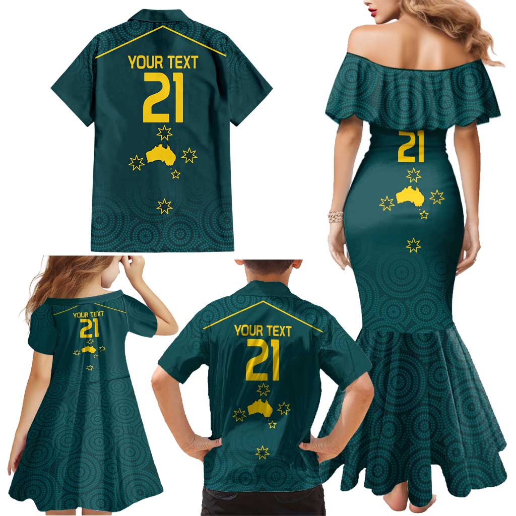 Custom Australia Rugby Family Matching Mermaid Dress and Hawaiian Shirt Proud of Aussie Kangaroo