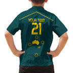 Custom Australia Rugby Family Matching Off Shoulder Maxi Dress and Hawaiian Shirt Proud of Aussie Kangaroo