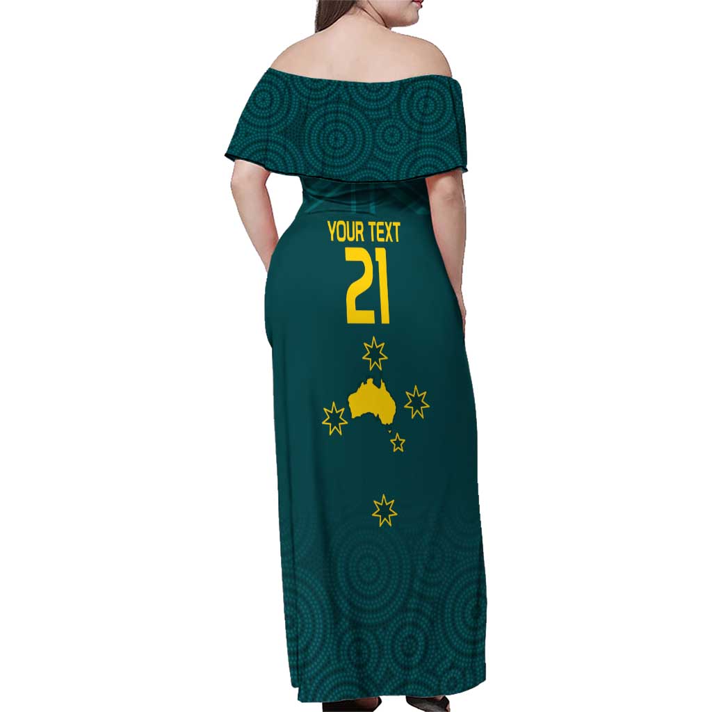 Custom Australia Rugby Family Matching Off Shoulder Maxi Dress and Hawaiian Shirt Proud of Aussie Kangaroo