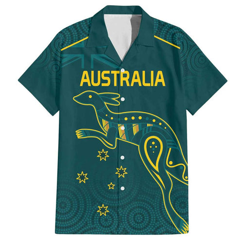Custom Australia Rugby Family Matching Off Shoulder Short Dress and Hawaiian Shirt Proud of Aussie Kangaroo