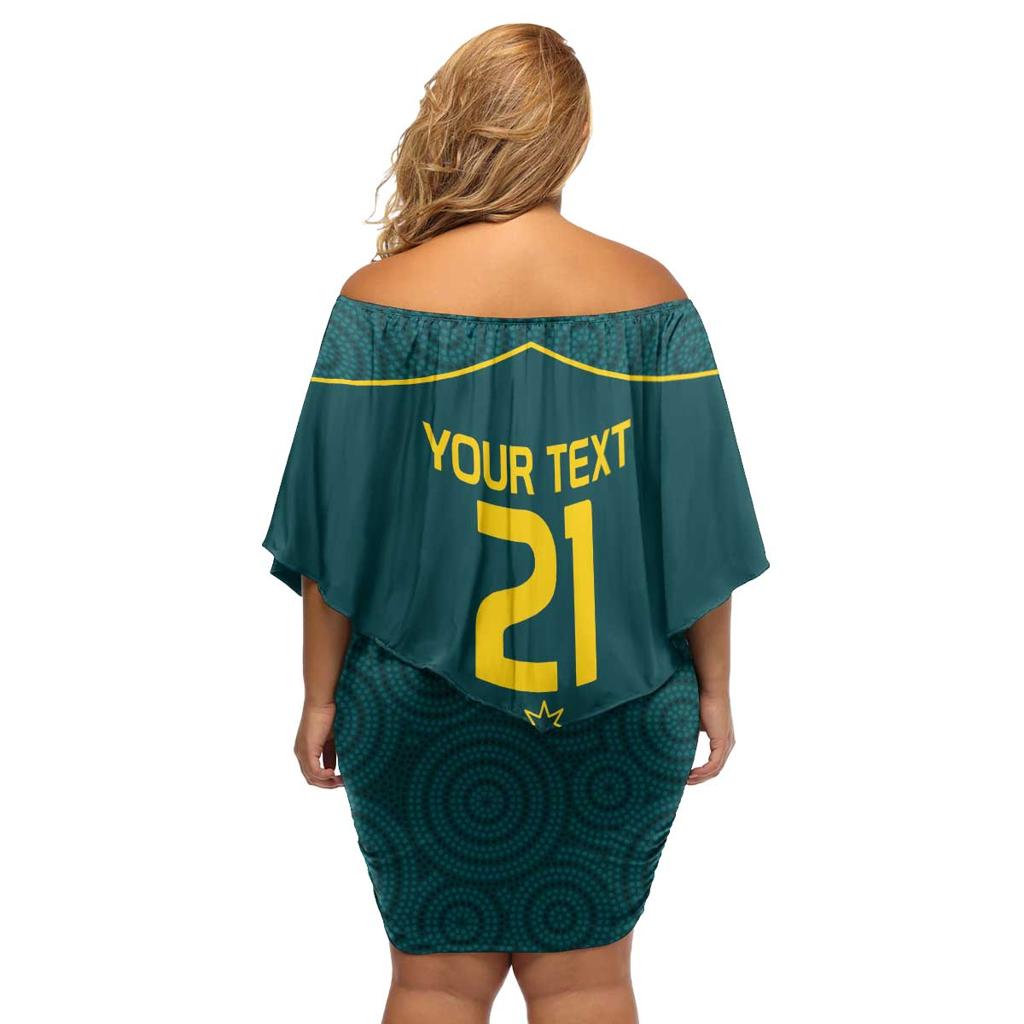 Custom Australia Rugby Family Matching Off Shoulder Short Dress and Hawaiian Shirt Proud of Aussie Kangaroo