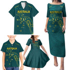 Custom Australia Rugby Family Matching Puletasi and Hawaiian Shirt Proud of Aussie Kangaroo