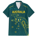 Custom Australia Rugby Family Matching Short Sleeve Bodycon Dress and Hawaiian Shirt Proud of Aussie Kangaroo