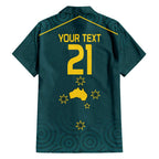 Custom Australia Rugby Family Matching Short Sleeve Bodycon Dress and Hawaiian Shirt Proud of Aussie Kangaroo