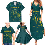 Custom Australia Rugby Family Matching Summer Maxi Dress and Hawaiian Shirt Proud of Aussie Kangaroo