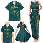 Custom Australia Rugby Family Matching Tank Maxi Dress and Hawaiian Shirt Proud of Aussie Kangaroo