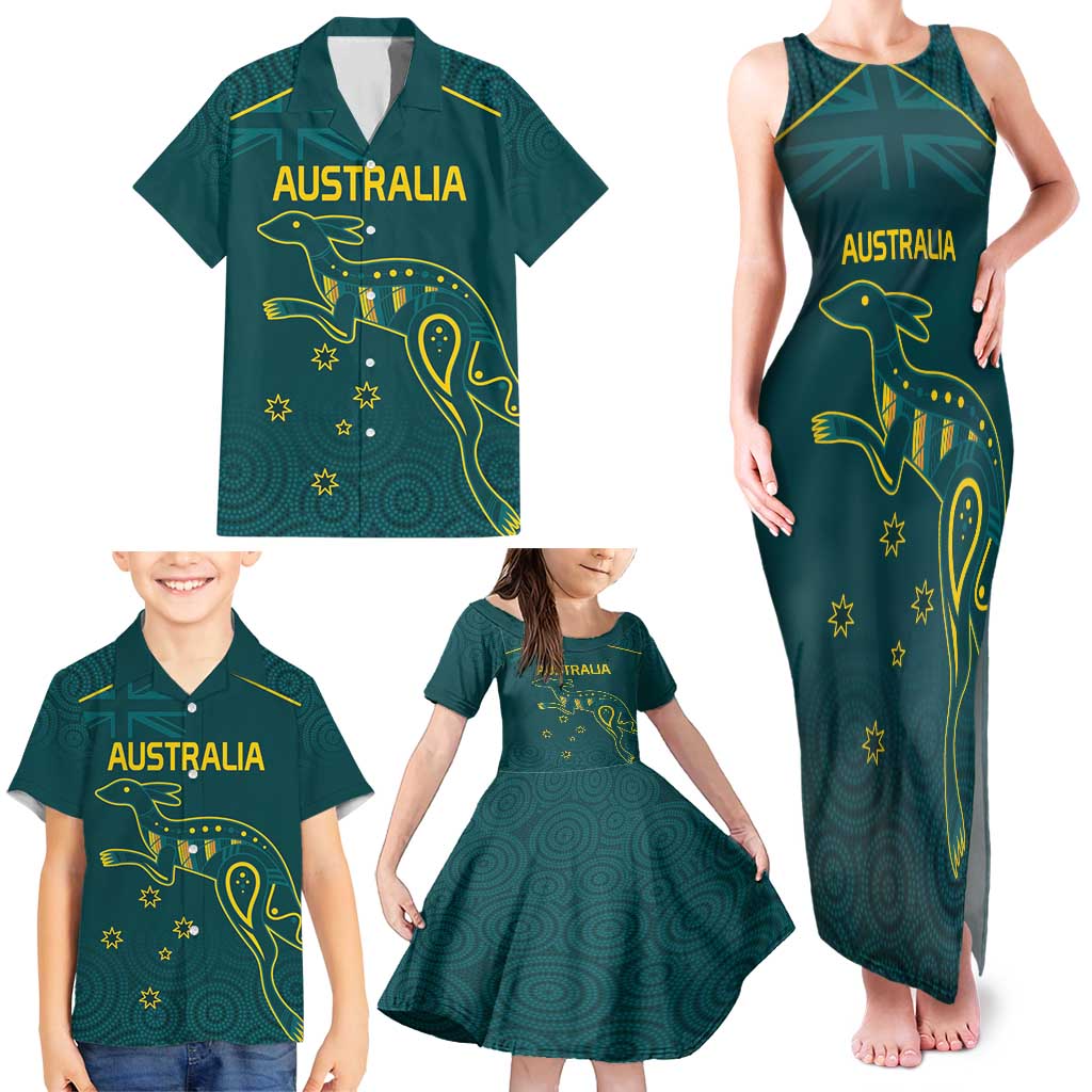 Custom Australia Rugby Family Matching Tank Maxi Dress and Hawaiian Shirt Proud of Aussie Kangaroo