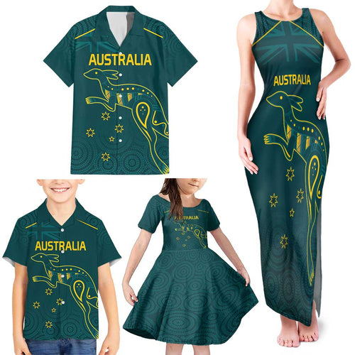 Custom Australia Rugby Family Matching Tank Maxi Dress and Hawaiian Shirt Proud of Aussie Kangaroo