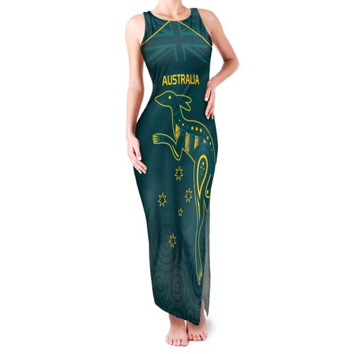 Custom Australia Rugby Family Matching Tank Maxi Dress and Hawaiian Shirt Proud of Aussie Kangaroo