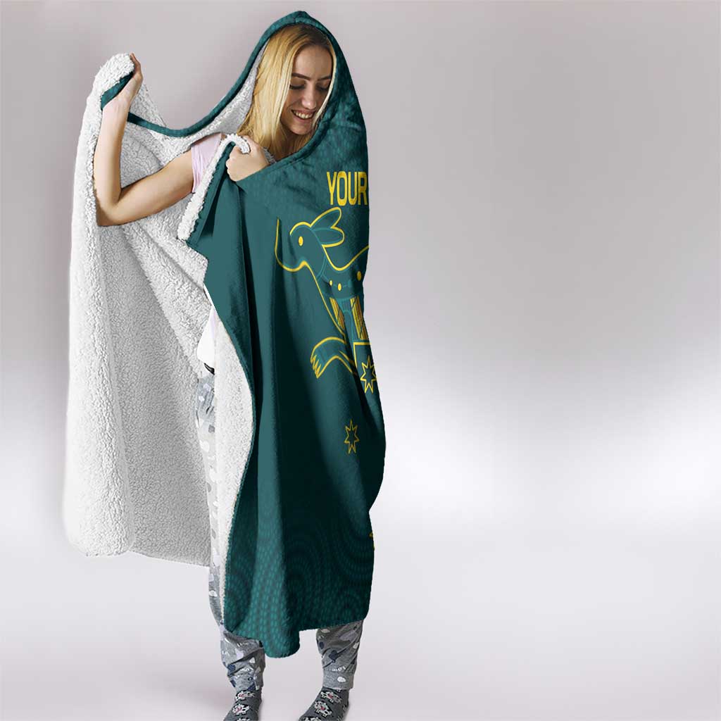 Custom Australia Rugby Hooded Blanket Proud of Aussie Kangaroo