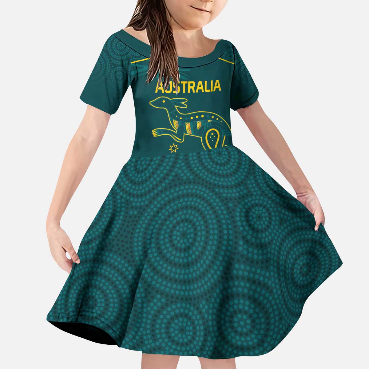 Custom Australia Rugby Kid Short Sleeve Dress Proud of Aussie Kangaroo