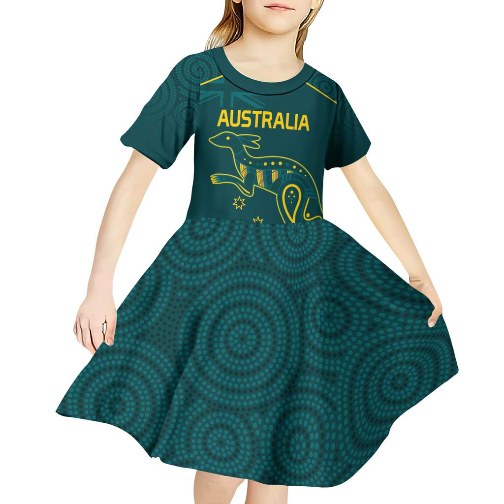 Custom Australia Rugby Kid Short Sleeve Dress Proud of Aussie Kangaroo