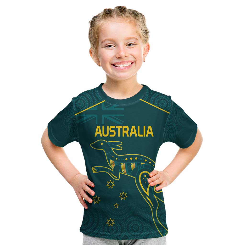 Custom Australia Rugby Kid T Shirt Proud of Aussie Kangaroo