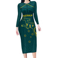 Custom Australia Rugby Long Sleeve Bodycon Dress Proud of Aussie Kangaroo