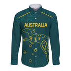 Custom Australia Rugby Long Sleeve Button Shirt Proud of Aussie Kangaroo