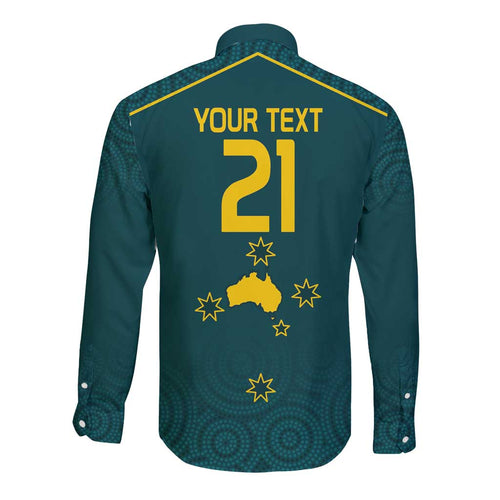 Custom Australia Rugby Long Sleeve Button Shirt Proud of Aussie Kangaroo