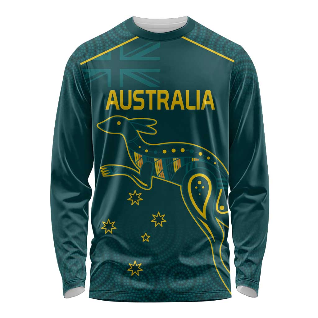 Custom Australia Rugby Long Sleeve Shirt Proud of Aussie Kangaroo