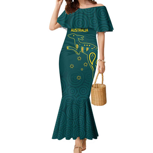 Custom Australia Rugby Mermaid Dress Proud of Aussie Kangaroo