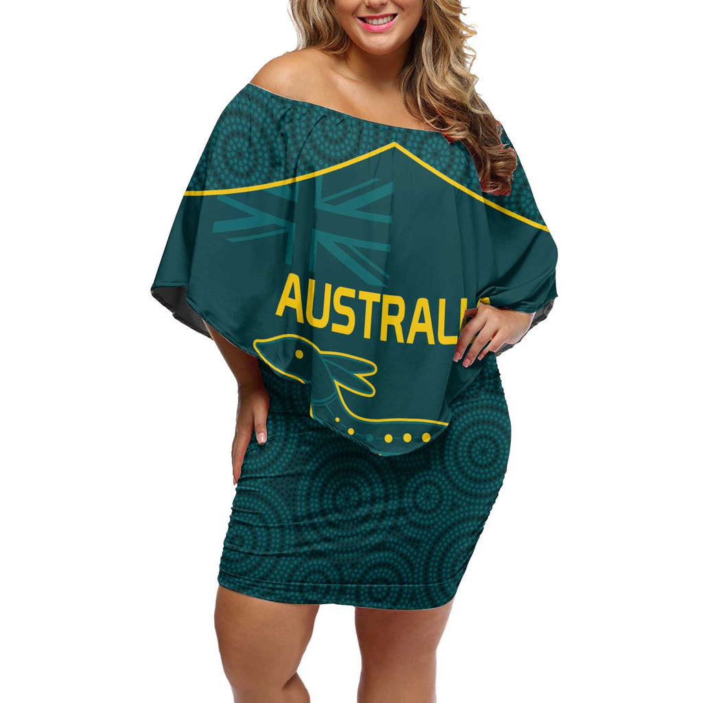 Custom Australia Rugby Off Shoulder Short Dress Proud of Aussie Kangaroo