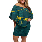 Custom Australia Rugby Off Shoulder Short Dress Proud of Aussie Kangaroo