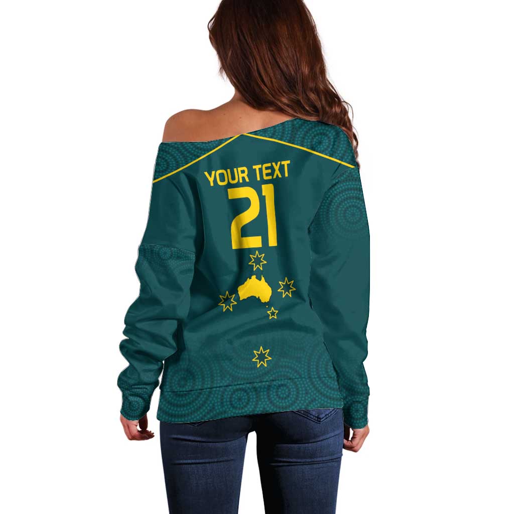 Custom Australia Rugby Off Shoulder Sweater Proud of Aussie Kangaroo
