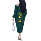 Custom Australia Rugby Off The Shoulder Long Sleeve Dress Proud of Aussie Kangaroo