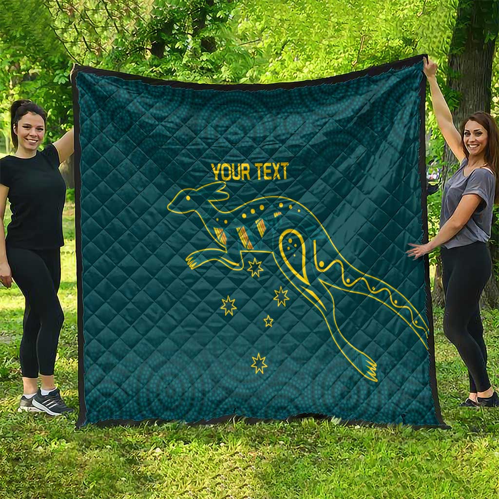 Custom Australia Rugby Quilt Proud of Aussie Kangaroo