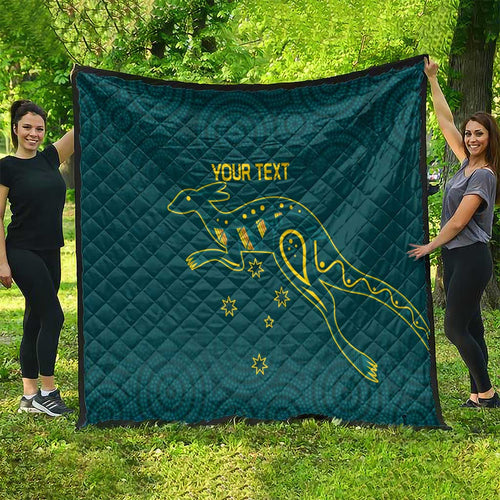 Custom Australia Rugby Quilt Proud of Aussie Kangaroo