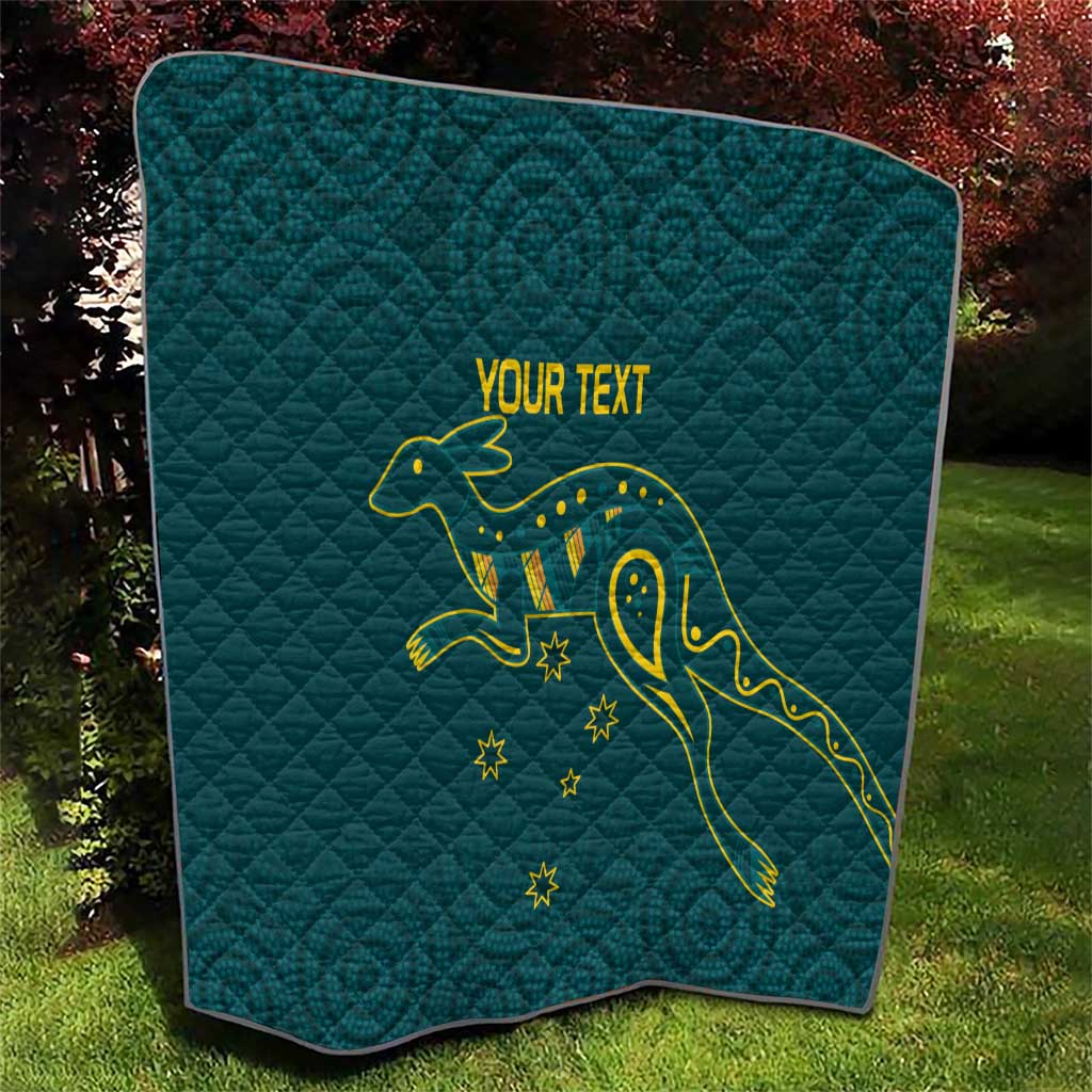 Custom Australia Rugby Quilt Proud of Aussie Kangaroo