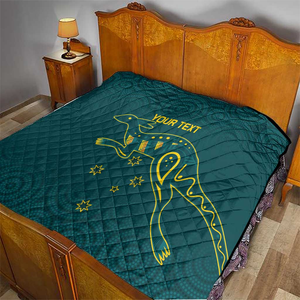 Custom Australia Rugby Quilt Proud of Aussie Kangaroo