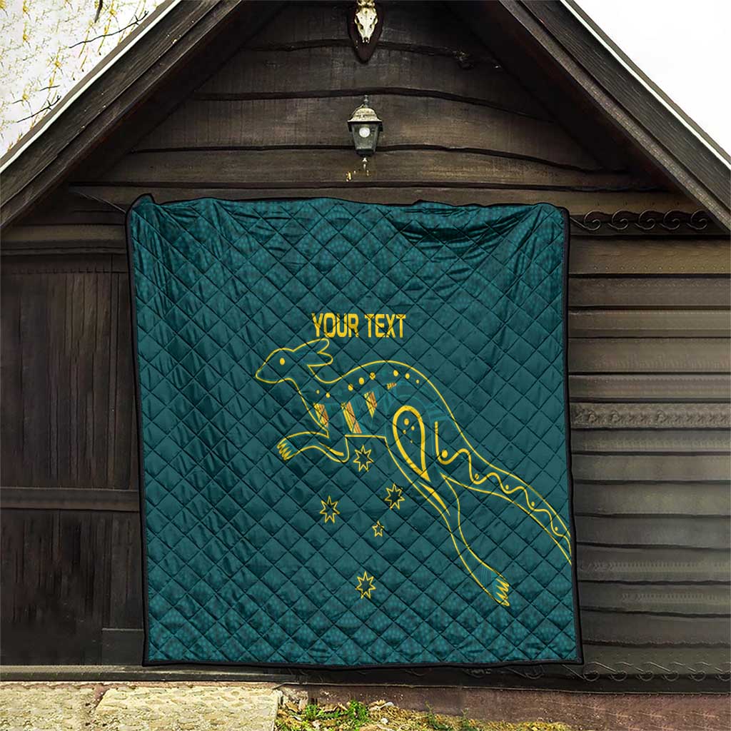 Custom Australia Rugby Quilt Proud of Aussie Kangaroo