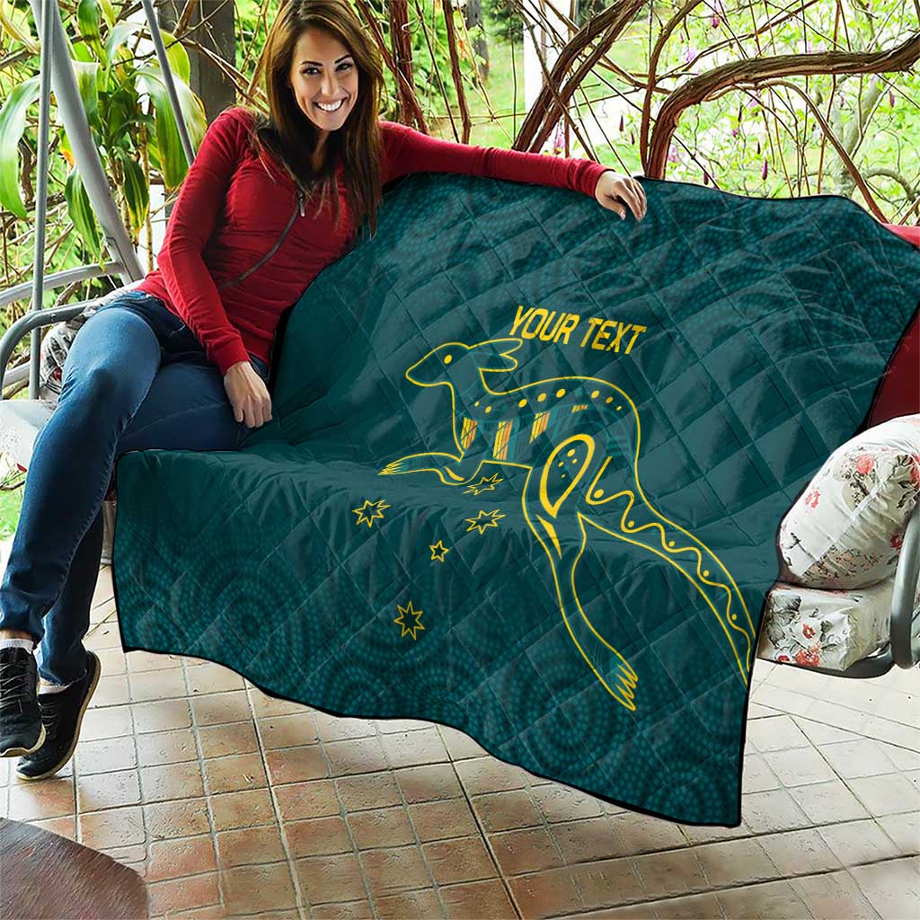 Custom Australia Rugby Quilt Proud of Aussie Kangaroo
