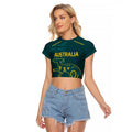 Custom Australia Rugby Raglan Cropped T Shirt Proud of Aussie Kangaroo