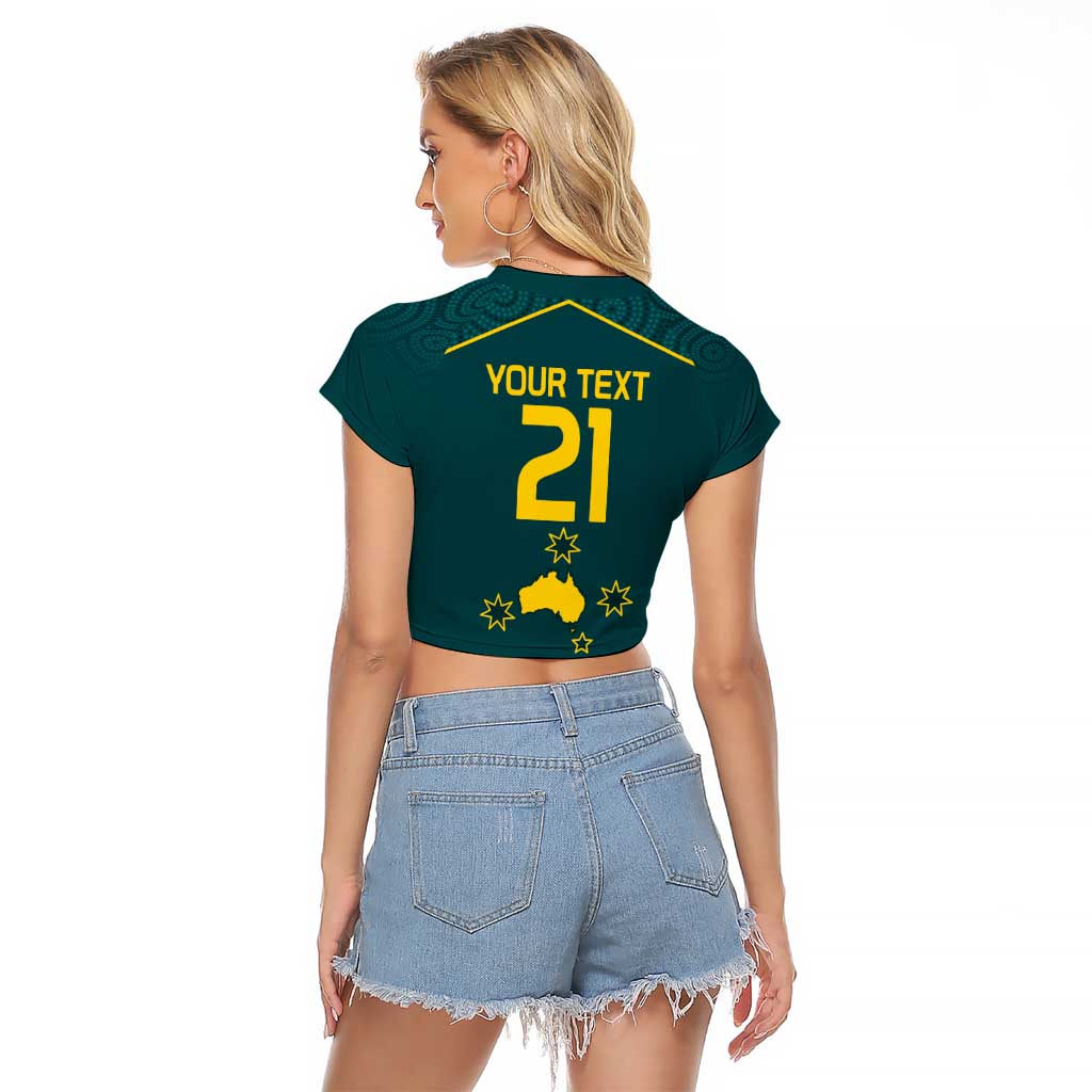 Custom Australia Rugby Raglan Cropped T Shirt Proud of Aussie Kangaroo