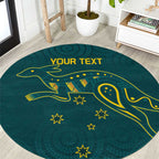 Custom Australia Rugby Round Carpet Proud of Aussie Kangaroo