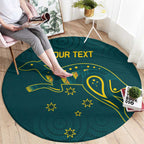Custom Australia Rugby Round Carpet Proud of Aussie Kangaroo
