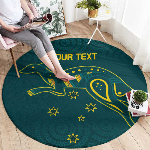Custom Australia Rugby Round Carpet Proud of Aussie Kangaroo