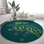Custom Australia Rugby Round Carpet Proud of Aussie Kangaroo