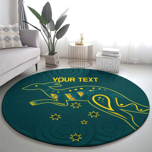 Custom Australia Rugby Round Carpet Proud of Aussie Kangaroo