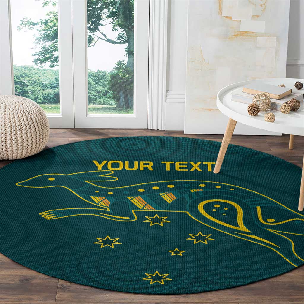 Custom Australia Rugby Round Carpet Proud of Aussie Kangaroo