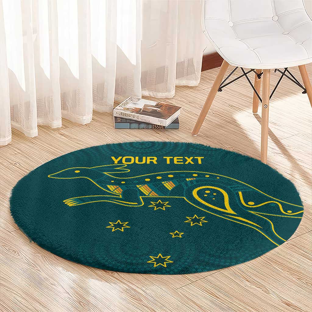 Custom Australia Rugby Round Carpet Proud of Aussie Kangaroo