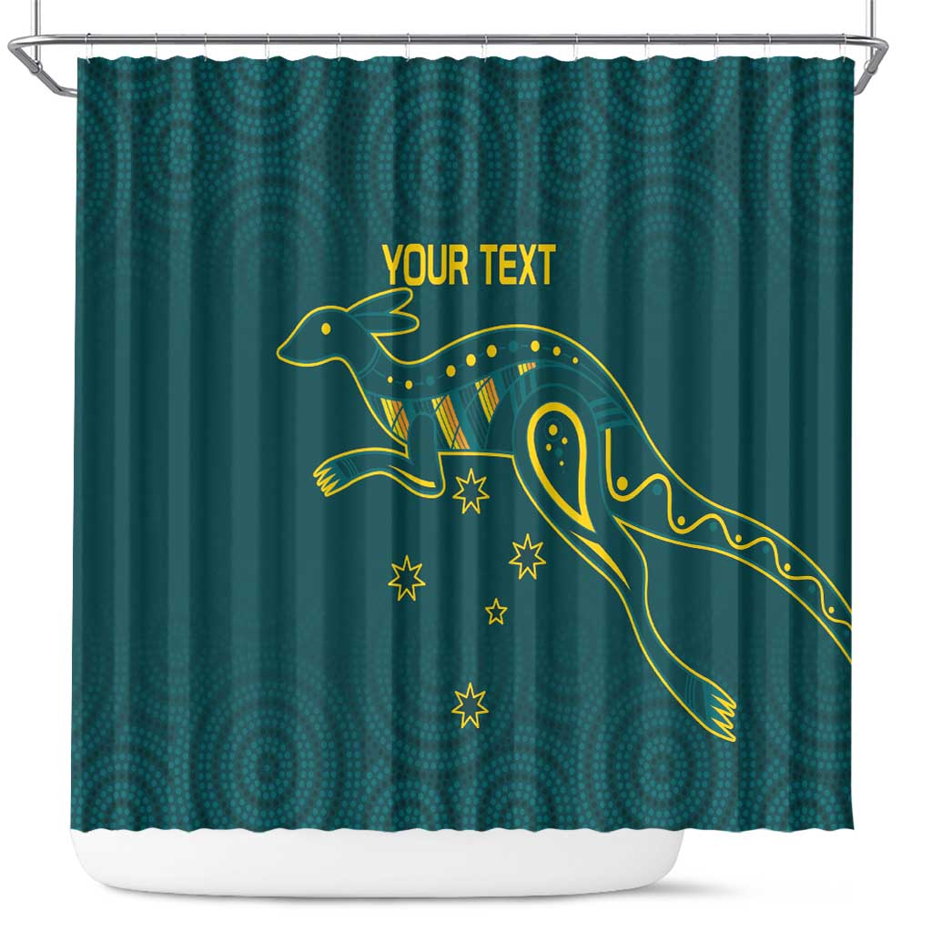 Custom Australia Rugby Shower Curtain Proud of Aussie Kangaroo