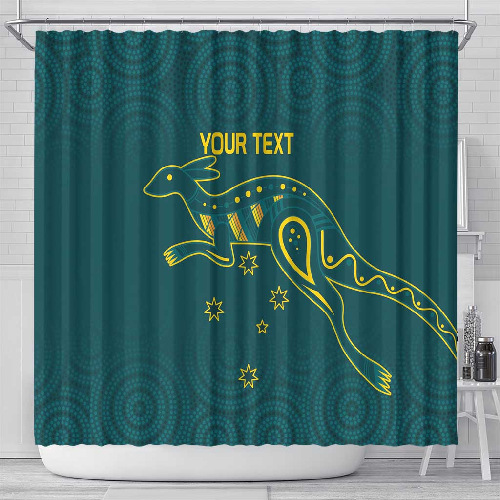 Custom Australia Rugby Shower Curtain Proud of Aussie Kangaroo