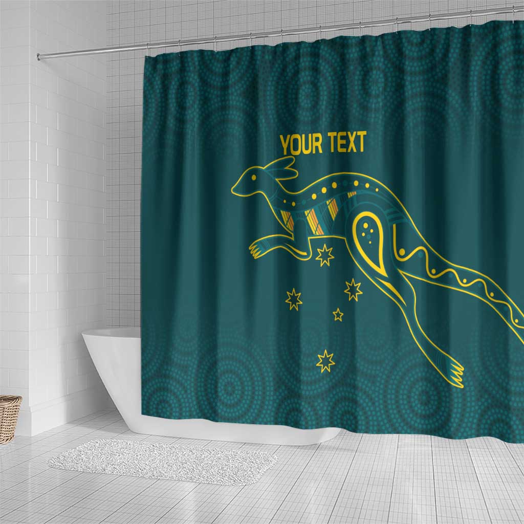 Custom Australia Rugby Shower Curtain Proud of Aussie Kangaroo