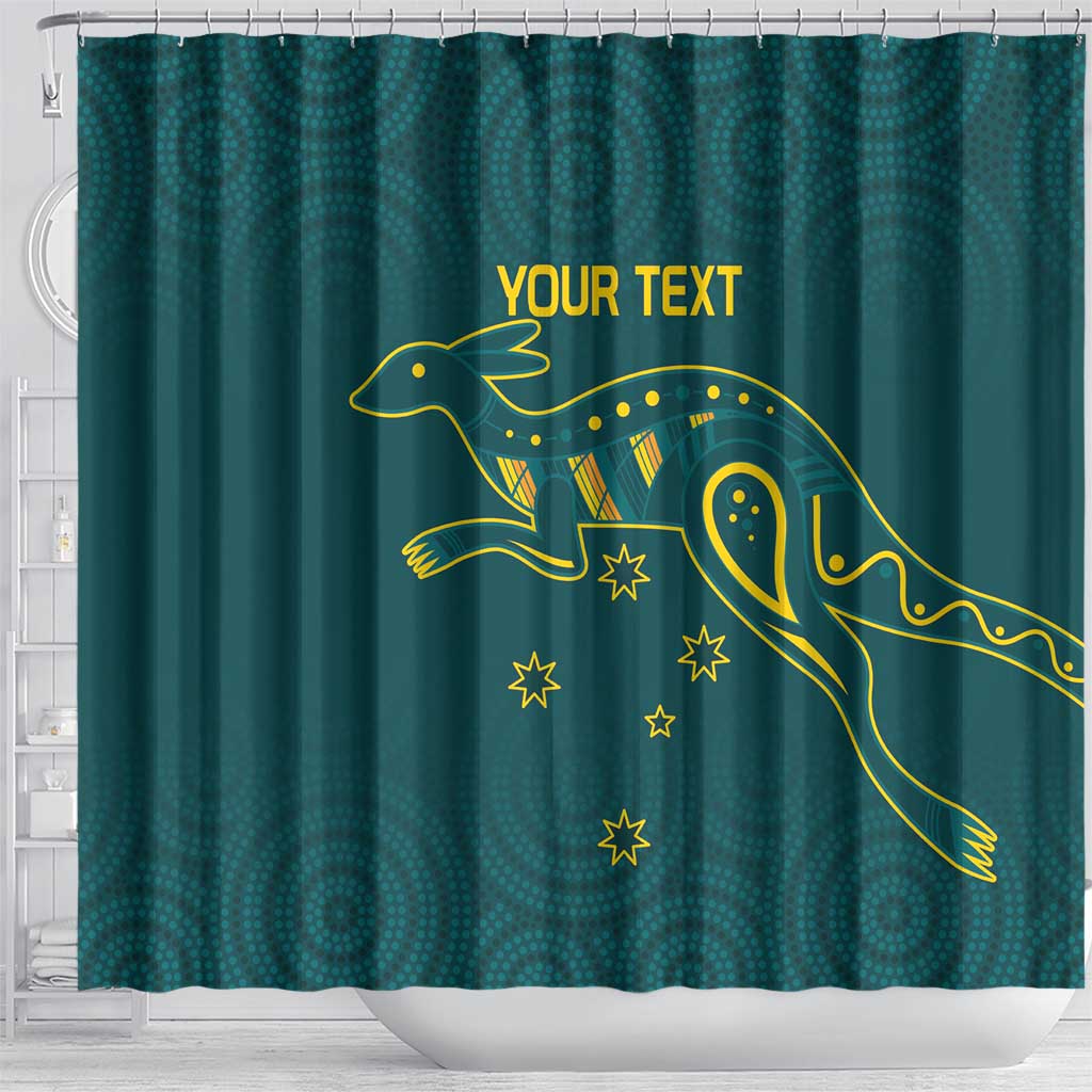 Custom Australia Rugby Shower Curtain Proud of Aussie Kangaroo