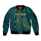 Custom Australia Rugby Sleeve Zip Bomber Jacket Proud of Aussie Kangaroo