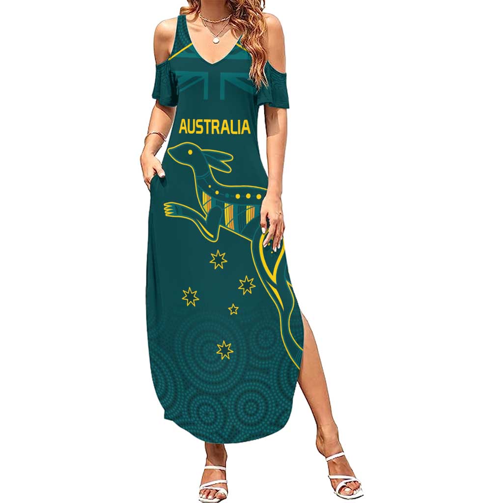 Custom Australia Rugby Summer Maxi Dress Proud of Aussie Kangaroo