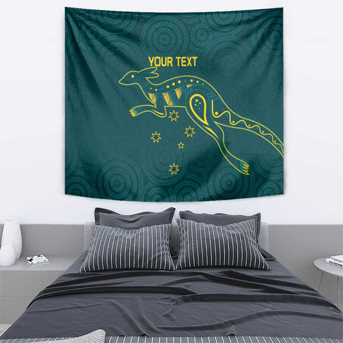 Custom Australia Rugby Tapestry Proud of Aussie Kangaroo