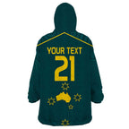 Custom Australia Rugby Wearable Blanket Hoodie Proud of Aussie Kangaroo