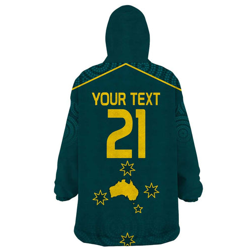 Custom Australia Rugby Wearable Blanket Hoodie Proud of Aussie Kangaroo